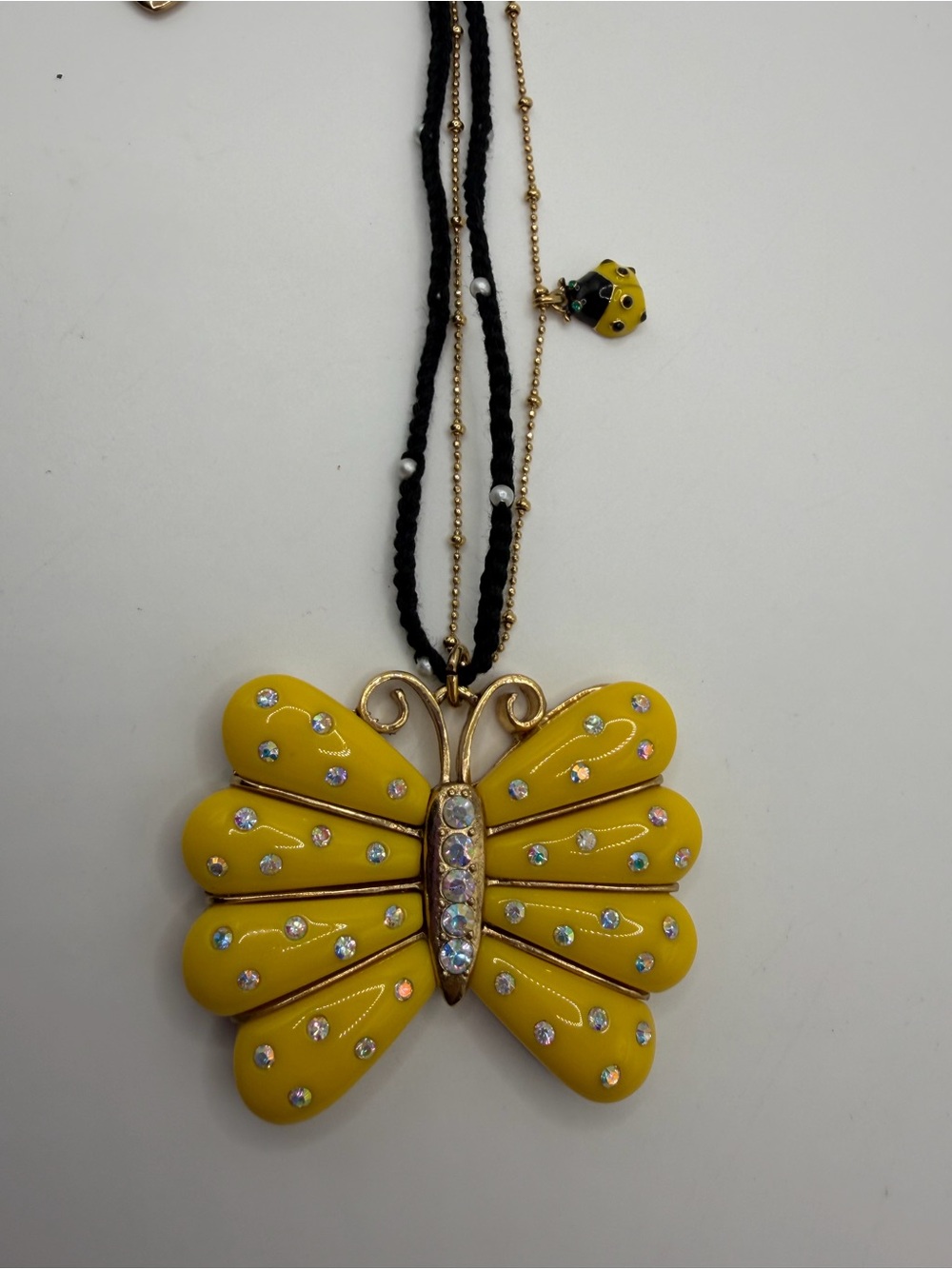 Betsy Johnson Yellow Butterfly Pendant Necklace - Women's Jewelry